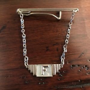 Gold Tone "F" Vintage Tie Clasp